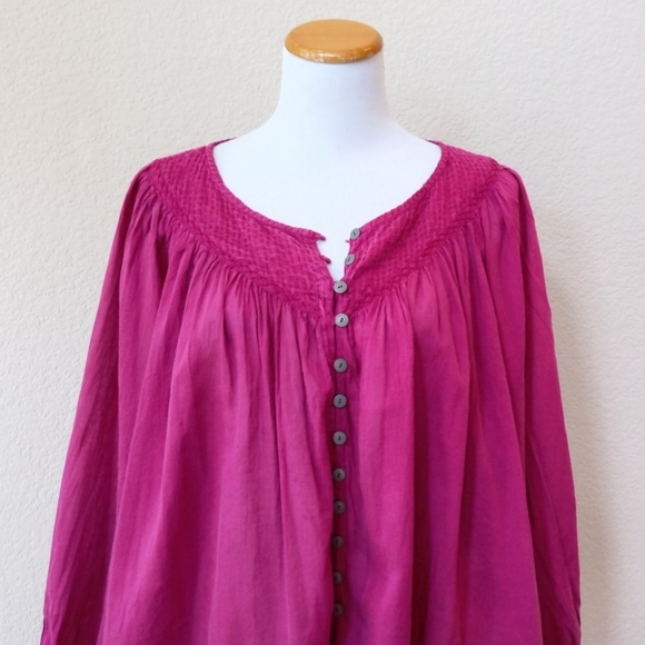 Free People We the Free fuchsia baloon sleeve blouse - Picture 5 of 10